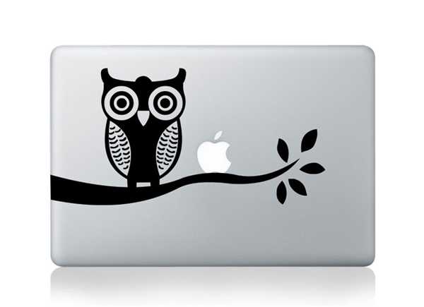 owl on branch macbook decals